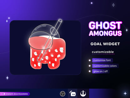 Among Us Action Liquid Filling Goal Widget is fully customisable for Twitch Streamlabs and Streamelements