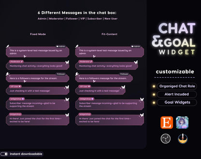 Celestial Butterfly Chat and Goal Stream Widgets - Minimal, Elegant Celestial Theme Clean Vibe Streamelement Only