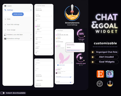 Celestial Butterfly Chat and Goal Stream Widgets - Minimal, Elegant Celestial Theme Clean Vibe Streamelement Only