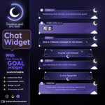 Chrystal Moon Elegant Chat and Goal Stream Widgets - Minimal, Starry Night Moon Theme Clean Vibe Streamelement Only