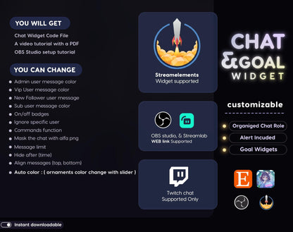 Celestial Butterfly Chat and Goal Stream Widgets - Minimal, Elegant Celestial Theme Clean Vibe Streamelement Only