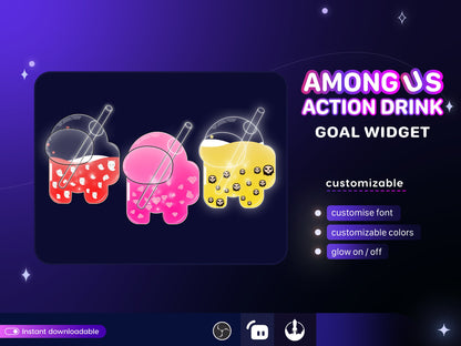 Among Us Action Liquid Filling Goal Widget is fully customisable for Twitch Streamlabs and Streamelements