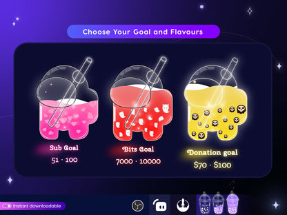 Among Us Action Liquid Filling Goal Widget is fully customisable for Twitch Streamlabs and Streamelements
