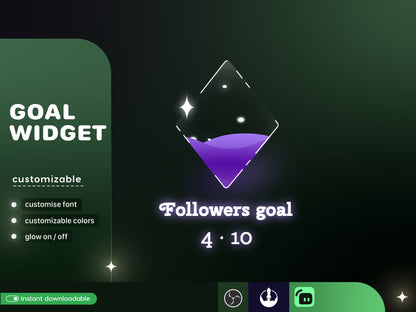 Casino Card Slot Icon Glass Goal Widget-Cute Minimal Customizable Goal Widget for Twitch Streamers -Streamelements StreamLabs OBS