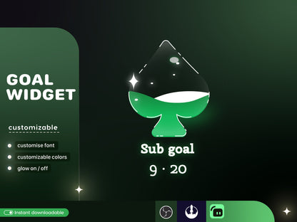 Casino Card Slot Icon Glass Goal Widget-Cute Minimal Customizable Goal Widget for Twitch Streamers -Streamelements StreamLabs OBS