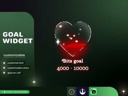 Casino Card Slot Icon Glass Goal Widget-Cute Minimal Customizable Goal Widget for Twitch Streamers -Streamelements StreamLabs OBS