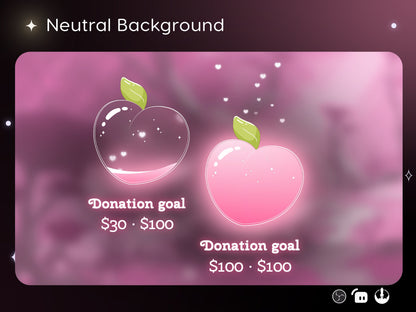 Cute Peach Glass Goal Widget-Cute Minimal Customizable Goal Widget for Twitch Streamers -Streamelements StreamLabs OBS