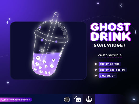 Boba Drink   • Cute Fruit Drink Goal Widget for Twitch fully customisable for Twitch Streamlabs and Streamelements.