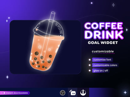 Boba Drink   • Cute Fruit Drink Goal Widget for Twitch fully customisable for Twitch Streamlabs and Streamelements.