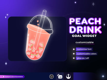 Boba Drink   • Cute Fruit Drink Goal Widget for Twitch fully customisable for Twitch Streamlabs and Streamelements.