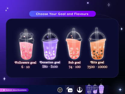 Boba Drink   • Cute Fruit Drink Goal Widget for Twitch fully customisable for Twitch Streamlabs and Streamelements.