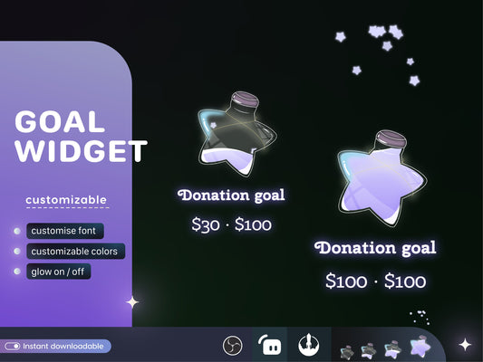 Cute Star Bottle Liquid Filling Goal Widget is fully customisable for Twitch Streamlabs and Streamelements.