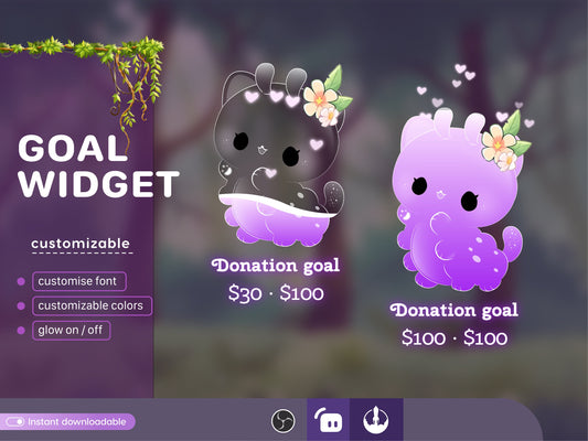 Cute Bloodworm Nature Insects Liquid Filling Goal Widget is fully customisable for Twitch Streamlabs and Streamelements.