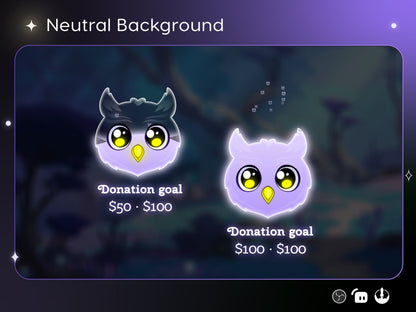 Cute Owl Liquid Filling Goal Widget is fully customisable for Twitch Streamlabs and Streamelements.