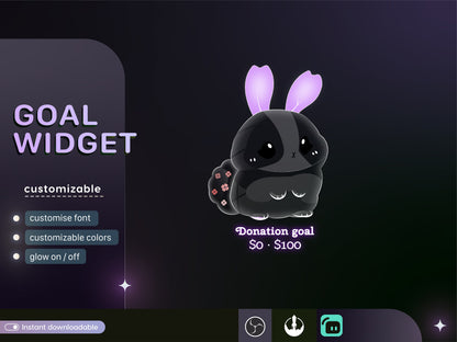 Cute Rabbit Liquid Filling Goal Widget is fully customisable for Twitch Streamlabs and Streamelements.