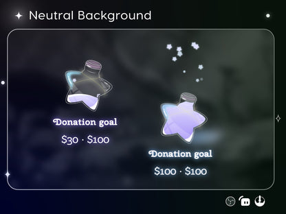 Cute Star Bottle Liquid Filling Goal Widget is fully customisable for Twitch Streamlabs and Streamelements.