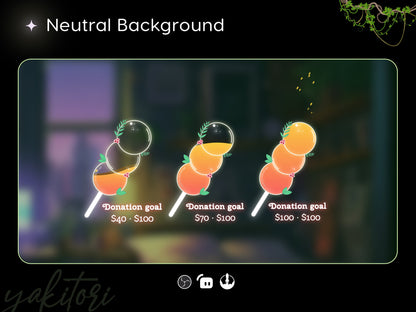 Yakitori Skewered Liquid Filling Goal Widget is fully customisable for Twitch Streamlabs and Streamelements.