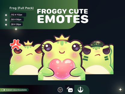 10x FROG Emotes (Pack 1 & 2) for Twitch - Cute little Froggy - Kawaii | Twitch Add-on / Stream Deco / Cute Froggy