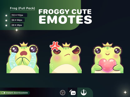 10x FROG Emotes (Pack 1 & 2) for Twitch - Cute little Froggy - Kawaii | Twitch Add-on / Stream Deco / Cute Froggy