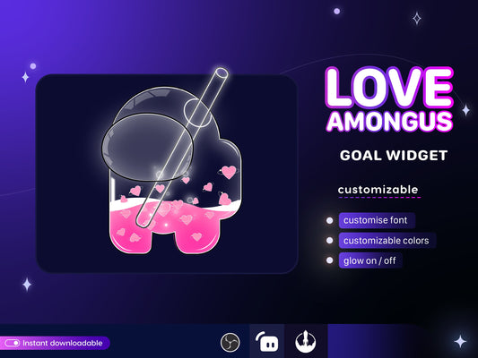 Among Us Action Liquid Filling Goal Widget is fully customisable for Twitch Streamlabs and Streamelements