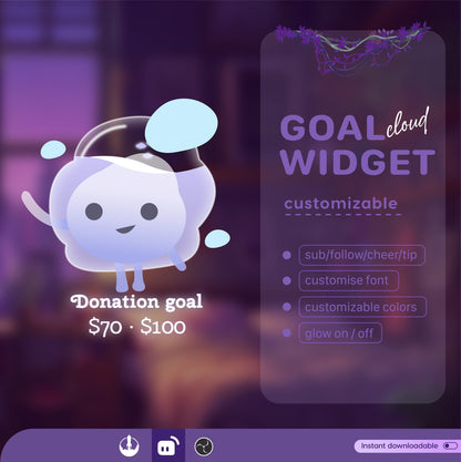 Water, Fire, Nature & Cloud Liquid Filling Goal Widget is fully customisable for Twitch Streamlabs and Streamelements