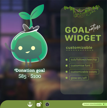 Water, Fire, Nature & Cloud Liquid Filling Goal Widget is fully customisable for Twitch Streamlabs and Streamelements