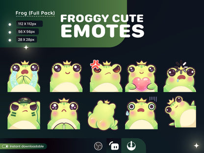 10x FROG Emotes (Pack 1 & 2) for Twitch - Cute little Froggy - Kawaii | Twitch Add-on / Stream Deco / Cute Froggy