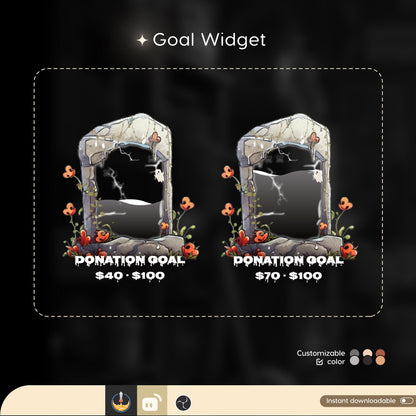 Tombstone Ghost Liquid Filling Goal Widget is fully customisable for Twitch Streamlabs and Streamelements.