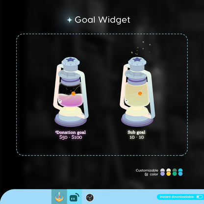 Lantern Aesthetic Liquid Filling Goal Widget is fully customisable for Twitch Streamlabs and Streamelements