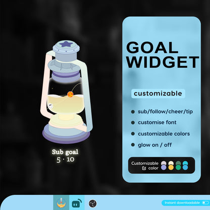 Lantern Aesthetic Liquid Filling Goal Widget is fully customisable for Twitch Streamlabs and Streamelements