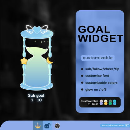 Cute Sand Timer Liquid Filling Goal Widget is fully customisable for Twitch Streamlabs and Streamelements