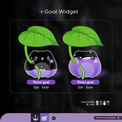 Cute Froggy Goal Widget | Liquid Filling Widget is fully customisable for Twitch Streamlabs and Streamelements