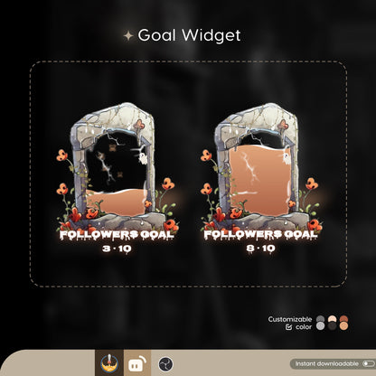 Tombstone Ghost Liquid Filling Goal Widget is fully customisable for Twitch Streamlabs and Streamelements.