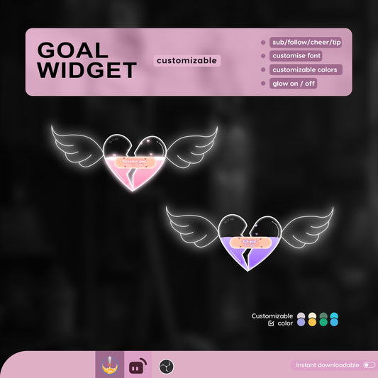 Broken Heart First Aid Liquid Filling Goal Widget is fully customisable for Twitch Streamlabs and Streamelements