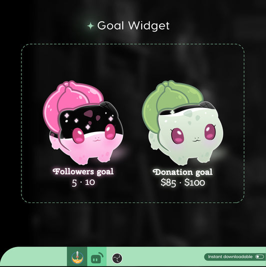 Cute Bulbasaur Pok-é-mon Liquid Filling Goal Widget is fully customisable for Twitch Streamlabs and Stream-elements