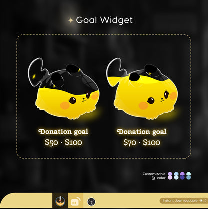 Pikachu Goal Pokemon Liquid Filling Goal Widget is fully customisable for Twitch Streamlabs and Stream-elements