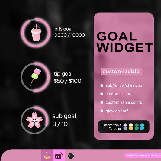 Sakura Dessert Loading Goal Widget is fully customisable for Twitch Streamelements