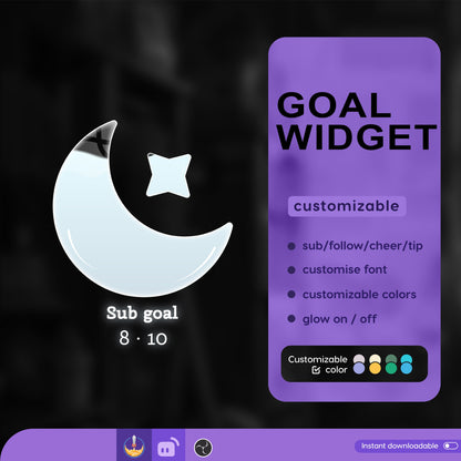 Twitch Liquid Combo Goal Bar Widget - Vtuber Asset - Alerts Streamlabs and StreamElements