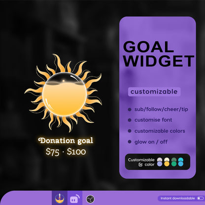 Twitch Liquid Combo Goal Bar Widget - Vtuber Asset - Alerts Streamlabs and StreamElements