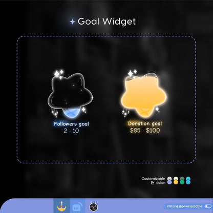 Twitch Liquid Goal Bar Widget - Vtuber Asset - Star Alerts Streamlabs and StreamElements