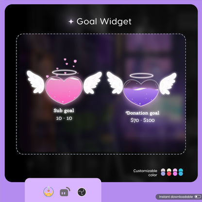 Stream Widget | Devil and Angel Combo Goal Widget is fully customisable for Twitch Streamlabs and Streamelements