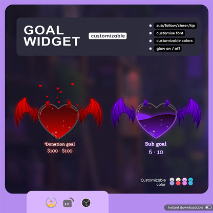 Stream Widget | Devil and Angel Combo Goal Widget is fully customisable for Twitch Streamlabs and Streamelements