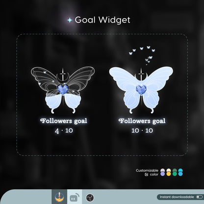 Diamond Butterfly Liquid Filling Goal Widget is fully customisable for Twitch Streamlabs and Stream-elements