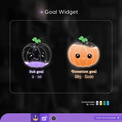 Cute Pumpkin Liquid Filling Goal Widget is fully customisable for Twitch Streamlabs and Streamelements.