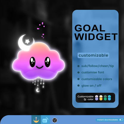 Pastel Stream Widget | Cute Rainbow Cloud Fully Customisable Goal Widget How To Setup Tutorial Video