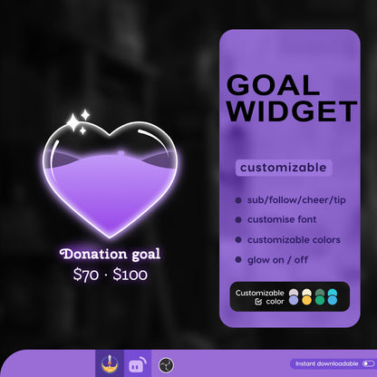 Twitch Liquid Combo Goal Bar Widget - Vtuber Asset - Alerts Streamlabs and StreamElements