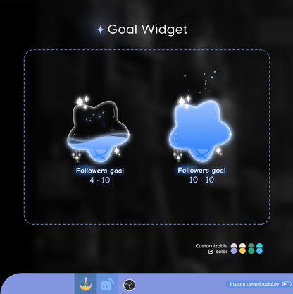 Twitch Liquid Goal Bar Widget - Vtuber Asset - Star Alerts Streamlabs and StreamElements