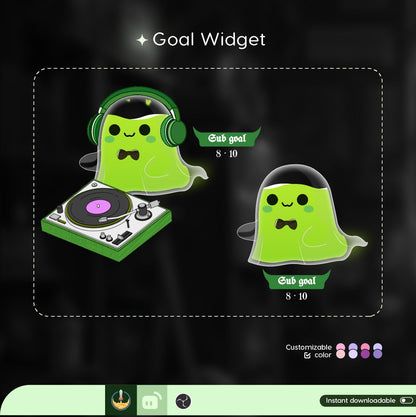 Musical Ghost Goal Widget | Halloween Theme Liquid Filling Goal Widget is fully customisable for Twitch Streamlabs and Streamelements