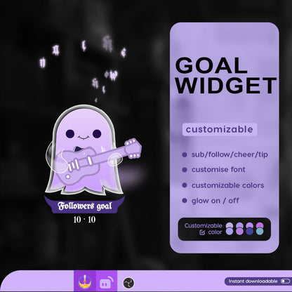 Musical Ghost Goal Widget | Halloween Theme Liquid Filling Goal Widget is fully customisable for Twitch Streamlabs and Streamelements