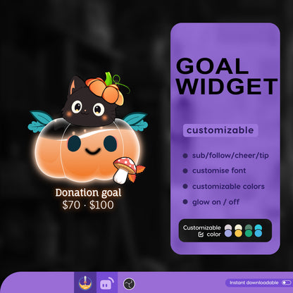 Halloween Pumpkin Liquid Filling Goal Widget is fully customisable for Twitch Streamlabs and Streamelements